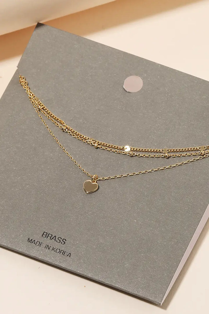Gold Mini Heart Charm Necklace