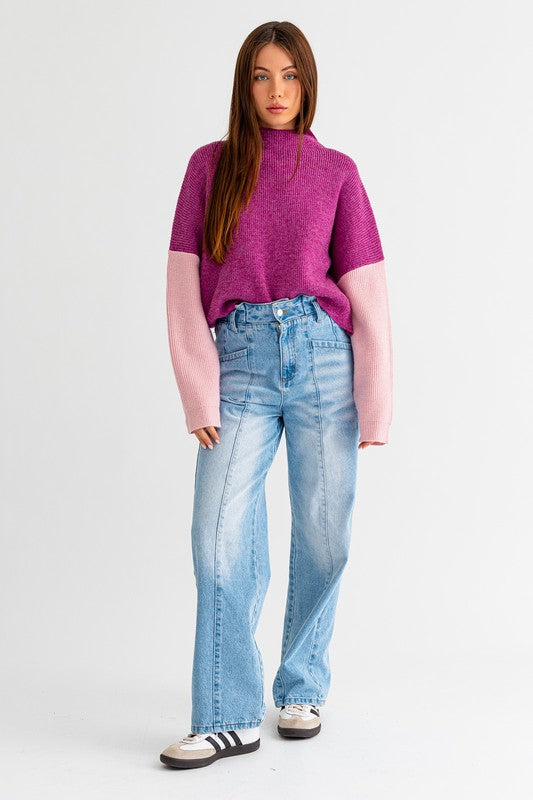 Oversized Color-Block Sweater