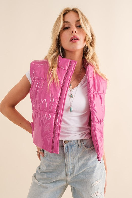 Quilted Gloss Puffer Vest