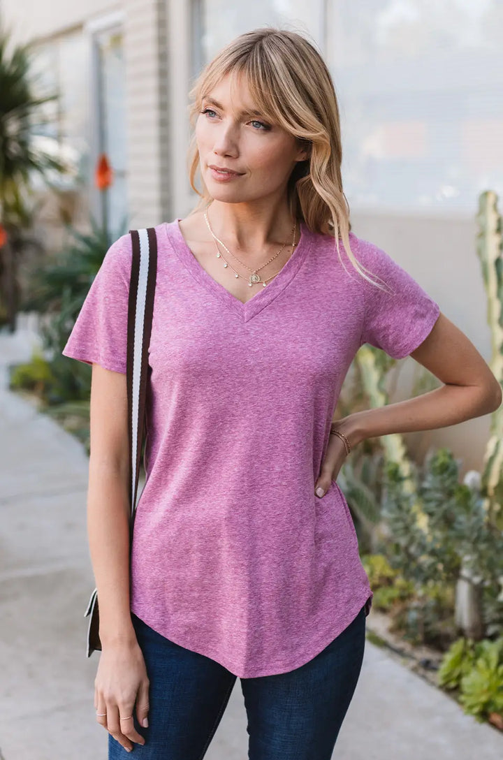 Essential Heather Tee in Berry